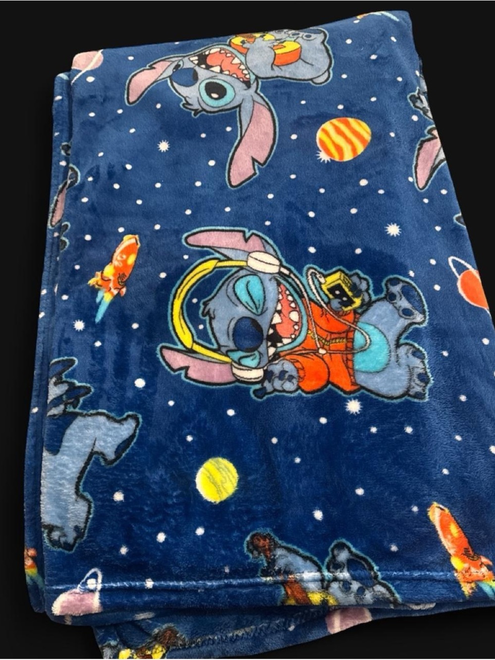 Disney Blue Stitch Space Plush Throw Blanket